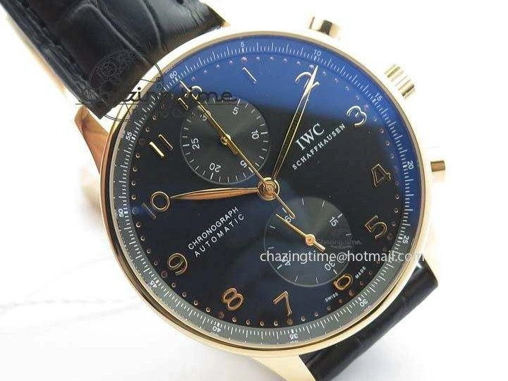 MIROTIME 0214 Portuguese Chrono RG IW371415 ZF 1:1 Best Edition Black Dial On Black Leather Strap A79350 (Slim Movement) FashionForward 7264